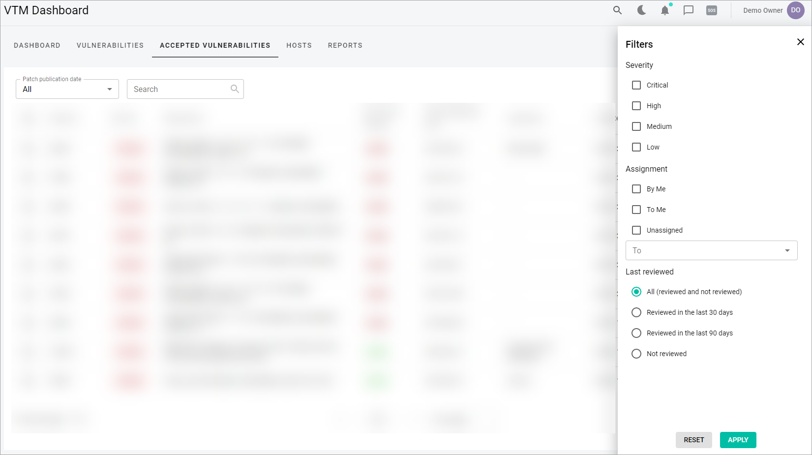 Filter Accepted Vulnerabilities List Filter Accepted Vulnerabilities List